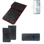 Felt Case for Nokia G60 5G dark gray red edges Cover bag Pouch