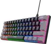 Gaming Gxt 867 Acira 60% Clavier Mécanique Azerty Français,Touches À Double Fonction,Éclairage Rgb,Usb Compact Mini Clavier Gamer 60 Pourcent Programmable Pc Portable-Noir/Gris