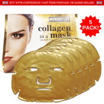 **COLLAGEN FACE MASKS Gold Bio Crystal Anti Ageing Facial Mask (5 Pack)**