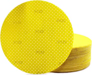 Lot de 25 disques abrasifs auto-agrippants jaunes - Papier abrasif - Diamètre : 225 mm - Grain - Pour ponceuse à sec, girafe, ponceuse murale, ponceuse de plafond (grain P120)