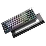 YUNZII AL68 Clavier Mécanique Wireless 60%, QMK/Via Clavier Aluminium,Hot Swappable Custom Clavier avec Knob, Gasket Structure,RGB Gaming Clavier for Mac/Windows/Linux (Black, Cocoa Cream v2 Switch)