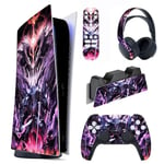 playvital Autocollants Skin Decal pour ps5 Manette,Sticker Vinyle Habillages pour ps5 Console Édition Numérique&Station de Charge&Casque&Télécommande Média-Chevalier du Mal