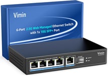 Switch Ethernet Web Smart 5 ports 2.5G Base-T Géré avec Port SFP 10 Gbit/s,Compatible avec le Réseau 100/1000/2500 Mbps,Switch Géré 6 Ports Gigabit 2.5 Pour NAS 2.5G,PC de Jeu,Routeur WiFi 6