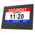 Digital Calendar Alarm Clock, 7" HD Large Screen Display, New Multiple Clock Modes Auto-Dimming Clock, Non-Abbreviated Day Date for Alzheimer's and Dementia Memory Loss Impaired Vision - Black