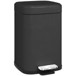 HOMCOM 12L Kitchen Pedal Bin, Metal Rubbish Bin with Soft-close Lid, Black