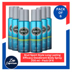 Brut Sport Style Long Lasting Efficacy Deodorant Body Spray 200 ml - Pack Of 6