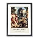 Attack By Peter Paul Rubens Exhibition Museum Painting Framed Wall Art Print, Ready to Hang Picture for Living Room Bedroom Home Office Décor, Black A4 (34 x 25 cm)