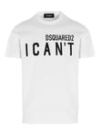 Dsquared2 Mens I Can't Logo Printed T-Shirt in White Cotton - Size X-Large