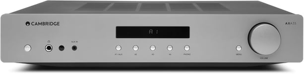 AXA35 - Amplificateur stéréo intégré de 35 Watts avec préamplificateur Phono intégré, entrée auxiliaire en façade et Prise Casque - Gris Lunaire