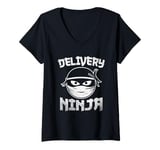 Womens Delivery Ninja Taxi Driver Cab Taxis Drivers V-Neck T-Shirt