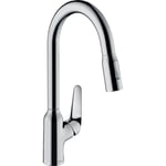 hansgrohe Focus M42 Mitigeur de cuisine 220, avec douchette extractible 2 jets, chromé, 71800000