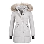 Elara Veste Matelassée Femme Col En Fausse Fourrure Chunkyrayan MP19904 Grey-40 (L)