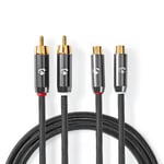 2m Twin Phono 2 RCA Audio Speaker EXTENSION Cable Male to Female Lead GOLD