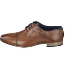 bugatti Homme Chaussure Basse Business en Cuir véritable Lisse, Derby avec Bout croisé et Tige en Relief, Cognac, 42 EU