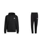 adidas Mens Essentials Fleece Hoodie,M Black/White & YY363 Pants (1/1), Black, M