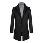 Allthemen Manteau Homme Hiver en Laine Chaud Mi-Long Parka Trench Coat Slim Outerwear Couleur Unie 802Noir S