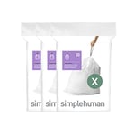 simplehuman CW0272 code X Custom Fit Bin Liner Bulk Pack, White Plastic (3 Pack of 20, Total 60 Liners)