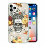 For Apple Iphone 11 Pro Silicone Case Skulls Flowers Pattern - S5540