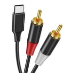 Câble 2 RCA USB C Audio Stéréo Adaptateur Type C Mâle vers 2RCA Mâle Y Auxiliaire Audio Câble Numérique Compatible avec Phone 15/Pad/Amplificateur/Home Cinéma/Enceinte/HDTV etc.