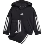 adidas 3-Stripes FL Hood Joggingsett Barn - Svart - str. 80