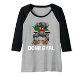 Womens Domi Gyal Dominica Girl Messy Hair Dominica Flag Raglan Baseball Tee