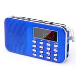 PRUNUS J-908 Poste Radio Portable AM/FM, Petite Radio Portable Rechargeable avec Batterie Rechargeable de 1200mAh, Transistor Radio avec éClairage de Secours, Mini USB/SD/AUX (Bleu)