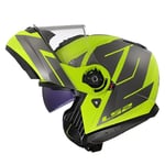 LS2, Casque Moto Modulable Strobe II Code Gloss H-V Yellow Grey, XS