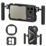 NEEWER 15 Pro Max Cage de Téléphone avec 2 Poignées Compatible avec iPhone 15 Pro Max, Adaptateur Métal 67mm, Fond de Panier d'Objectif 17mm, Stabilisateur de Phone pour Enregistrement Vidéo, PA024K