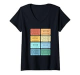 Womens Colorful 90s Cassette Tapes 90s Music V-Neck T-Shirt