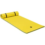 Costway - Tapis Flottant Enroulable en Mousse 220 x 90 cm avec Oreiller Intégré 3 Epaisseurs Anti-Déchirure pour Piscine Plage Jaune