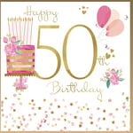 50th Happy Birthday Greeting Card Woman - 50 Today - Rush Design