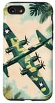 Coque pour iPhone SE (2020) / 7 / 8 Bombardier B-17G Green Pop Art Tropical B-17 Flying Fortress de la Seconde Guerre mondiale