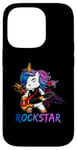 Coque pour iPhone 14 Pro Licorne Rock Star Guitare à bascule Musique Chanteur Rock Band