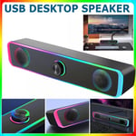 RGB Gaming Wired Speaker Stereo Sound Bar USB Powered Soundbar for Computer