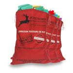 XVX - 1 sac Père Noël rouge, effet toile de jute, grand bandana festif, grande contenance cadeau