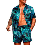 Herr Hawaii Blommiga Skjortor Korta Byxor Set Sommar Strand Semester Casual Kortärmad Toppar + Shorts Outfit B L