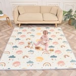 Tapis de Jeu pour Enfant Bebe 150x180x1cm Tapis de Sol XXL en Mousse Epais Pliable Reversible - Tapis d'éveil pour Bébé - Tapis de Motricité Favorisant Le Développement Sensoriel Cadeau bébé