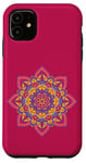 Coque pour iPhone 11 Motif mandala spirituel marocain rouge violet orange blanc