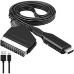 SCART till HDMI-adapter, SCART till HDMI-konverterare med HDMI-kabel för 720P/1080P Full HD-TV, ljud och video för Blu-ray DVD-spelare STB VHS Xbox PS3