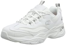 Skechers Femme D'lites 4.0 Fresh Diva Sneaker, White Leather Mesh Gray Trim, 37.5 EU