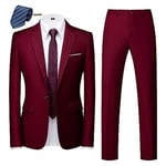 Costume Homme Uni 3 Pièces De Slim Fête Soirée Mariage Business Fit Grande Vêtements Masculin Wz227