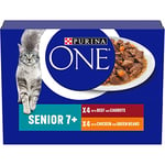 Purina One Senior 7+ Wet Cat Food Chicken and Beef 8x85G, Pack of 5