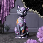 Hippy Kitty Black Cat Figurine Peace Flower Power Floral Nemesis Now 26cm