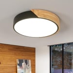 Riserva Plafonnier Rond LED Bois, Lampe De Plafond Noir 30W 3400LM, Lumière Neutre 4500K De Plafonnier Salon Bois Pour, Chambre, Cuisine, Couloir, VéRanda, Hall, Balcon, Ø30CM…