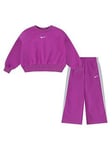 Nike Kids Girls Shine Crew Pant Tracksuit - Pink, Pink, Size 2-3 Years