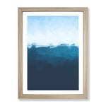 Sailing Boat Alone In The Ocean In Abstract Modern Framed Wall Art Print, Ready to Hang Picture for Living Room Bedroom Home Office Décor, Oak A4 (34 x 25 cm)