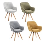 MEUBLE COSY Lot de 4 Chaise Salle à Manger Scandinave Fauteuil Coiffeuse Siège Pivotant avec Accoudoirs pour Chambre Salon Cuisine Bureau, Rembourré en Tissu Pieds en Bois Massif, Multicolore