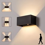 CELAVY LED Applique Murale Extérieur Intérieur avec Détecteur de Mouvement, IP65 Étanche Luminaire Extérieure, Moderne Lampe Mural Design 3000K, Réglable Éclairage Lumière d'Extérieur, Noir