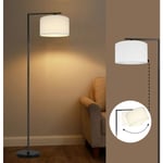 Lampadaire moderne salon lampadaire lampe de lecture chambre douille E27 max 40W lampadaire interrupteur au pied tissu abat-jour design 166cm pour