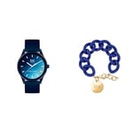 ICE-WATCH Mixte Analogue Quartz Montre avec Bracelet en Silicone 020604 + Ice - Jewellery - Chain Bracelet - Lazuli Blue - Gold